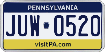 PA license plate JUW0520