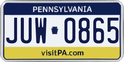 PA license plate JUW0865