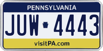 PA license plate JUW4443