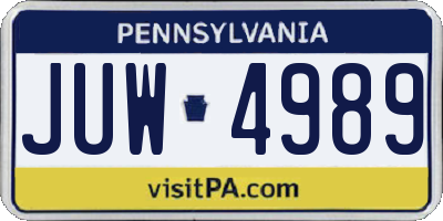 PA license plate JUW4989