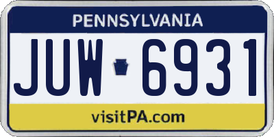 PA license plate JUW6931