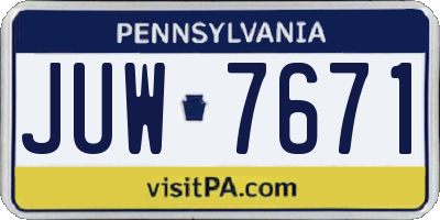 PA license plate JUW7671