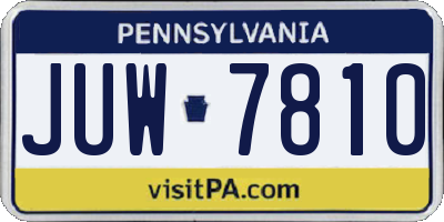 PA license plate JUW7810