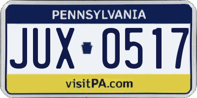 PA license plate JUX0517