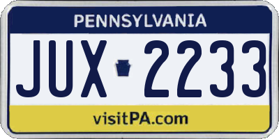 PA license plate JUX2233