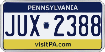 PA license plate JUX2388