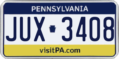 PA license plate JUX3408