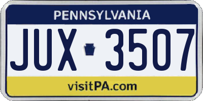 PA license plate JUX3507
