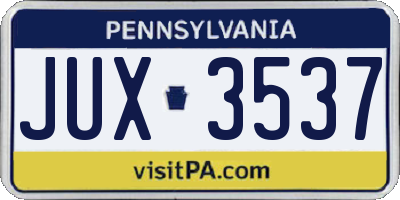 PA license plate JUX3537