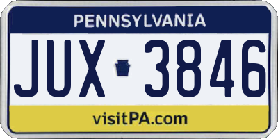 PA license plate JUX3846