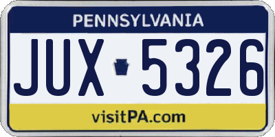 PA license plate JUX5326