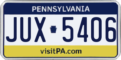 PA license plate JUX5406