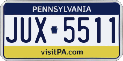 PA license plate JUX5511