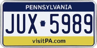 PA license plate JUX5989
