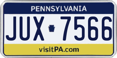 PA license plate JUX7566