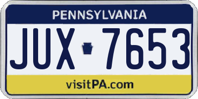 PA license plate JUX7653