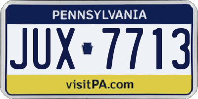 PA license plate JUX7713