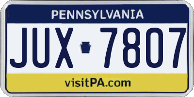 PA license plate JUX7807