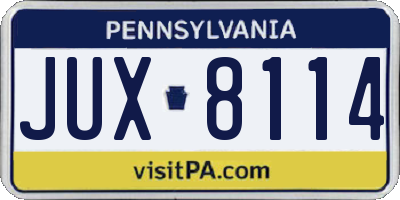 PA license plate JUX8114