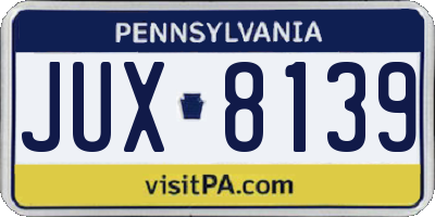 PA license plate JUX8139