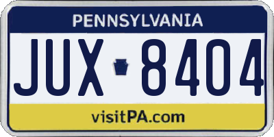 PA license plate JUX8404