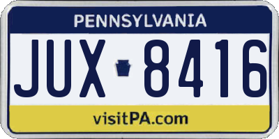 PA license plate JUX8416