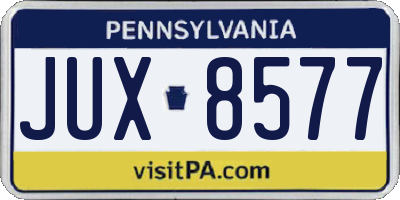 PA license plate JUX8577