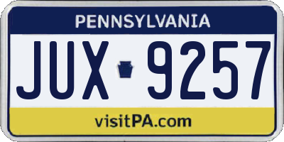 PA license plate JUX9257