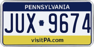PA license plate JUX9674
