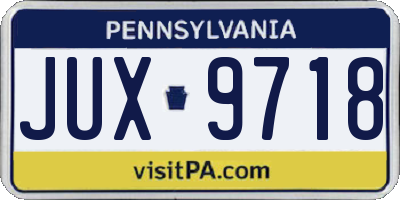 PA license plate JUX9718