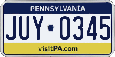 PA license plate JUY0345