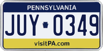 PA license plate JUY0349