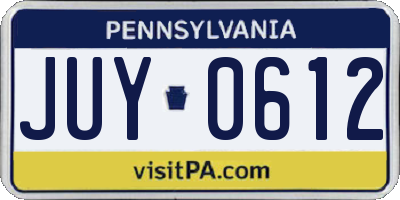 PA license plate JUY0612