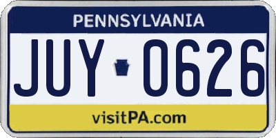 PA license plate JUY0626