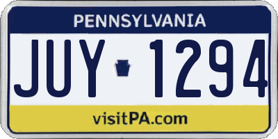 PA license plate JUY1294