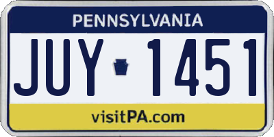 PA license plate JUY1451