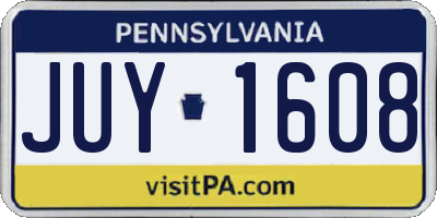 PA license plate JUY1608