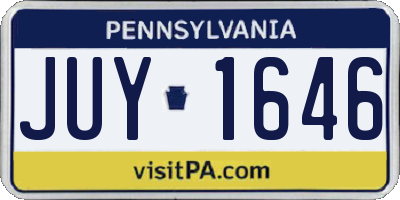 PA license plate JUY1646