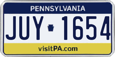 PA license plate JUY1654