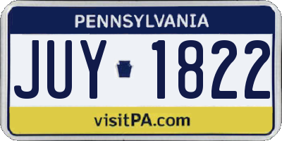 PA license plate JUY1822