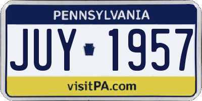 PA license plate JUY1957