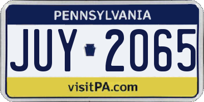 PA license plate JUY2065