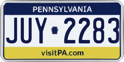 PA license plate JUY2283