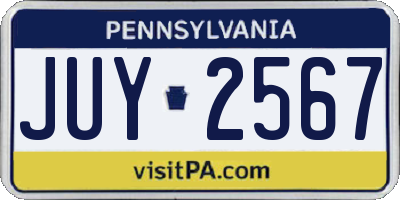 PA license plate JUY2567