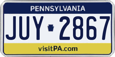 PA license plate JUY2867