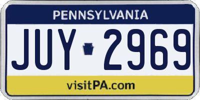 PA license plate JUY2969