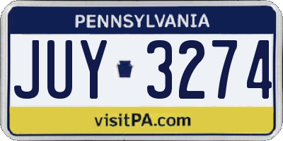 PA license plate JUY3274