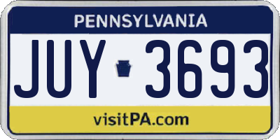 PA license plate JUY3693