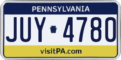 PA license plate JUY4780