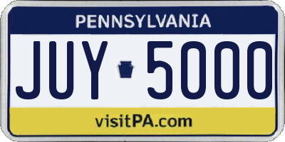 PA license plate JUY5000